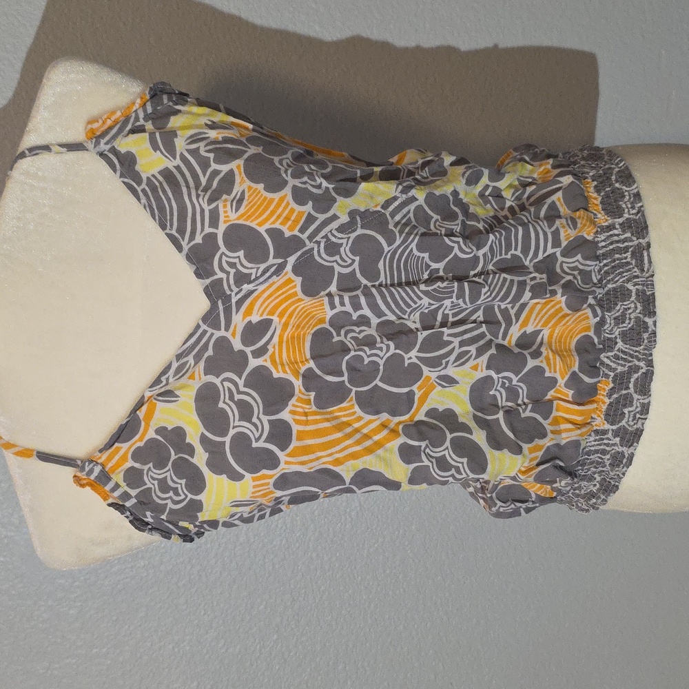 Roxy Halter Tie Summer Top Junior's Size XL Grey, Yellow and Orange